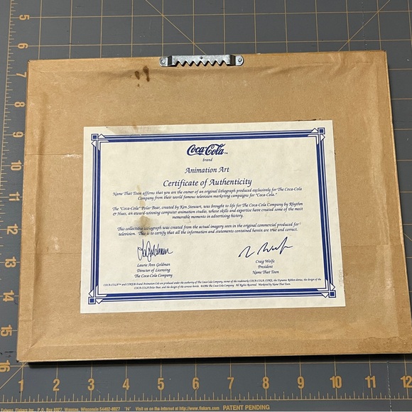 Coca-cola Polar Bear Animation framed print, and Blown Glass Snowman Ornament - Picture 4 of 8